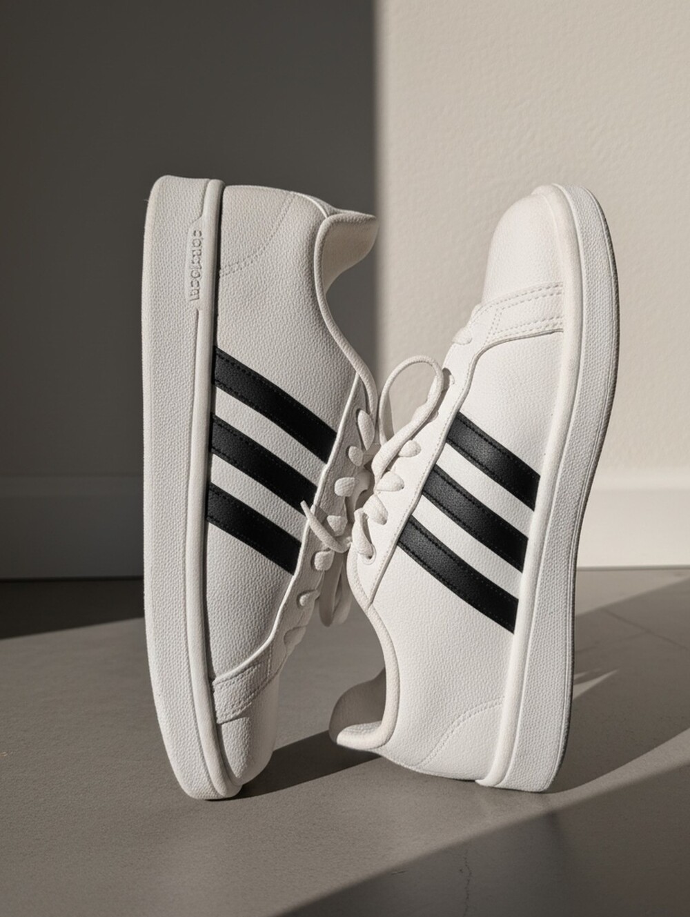 Adidas Cloudfoam Advantage White Black Stripe Sneakers - Size 8